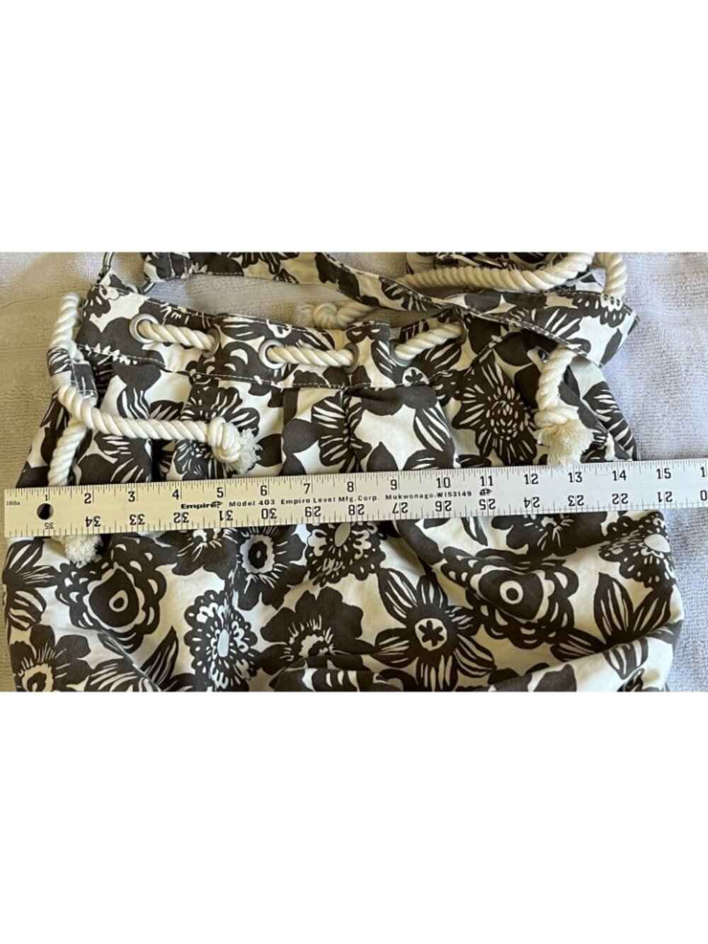 Aeropostale Floral Canvas Drawstring Hobo Shoulder Bag Green White Medium - Picture 4 of 14